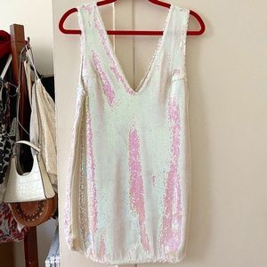 Free People White Sequin Shift Dress